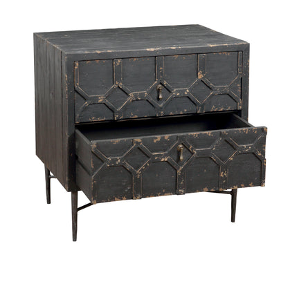 28" Black Two Drawer Nightstand