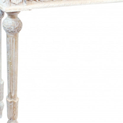 54" White Solid Wood Distressed Console Table