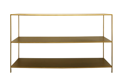 60" Brass Iron Console Table With Shelves