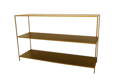 60" Brass Iron Console Table With Shelves