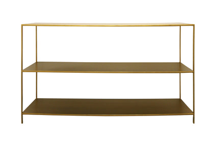 60" Brass Iron Console Table With Shelves