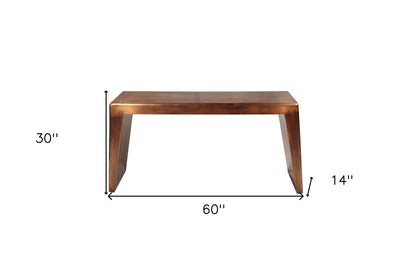 60" Copper Aluminum Sled Console Table