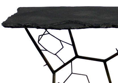 51" Black Stone Abstract Console Table