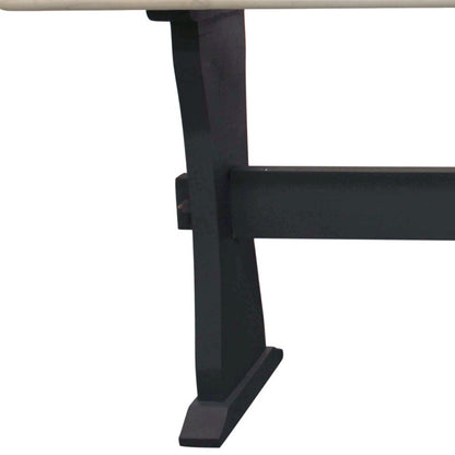 70" Ivory and Black Genuine Marble Trestle Console Table