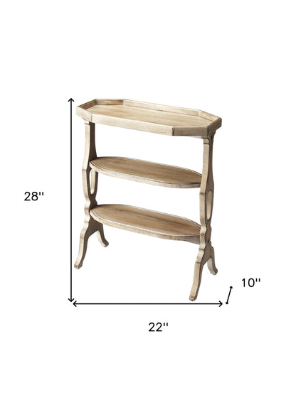 Table d'appoint grise de 28 po avec deux étagères