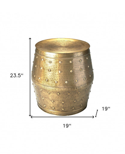 Table d'appoint ronde en fer doré de 24 po