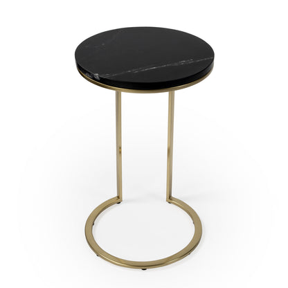 Table d'appoint ronde en marbre noir de 28 po