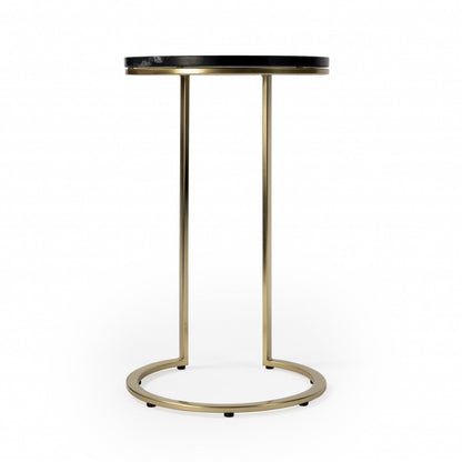 Table d'appoint ronde en marbre noir de 28 po