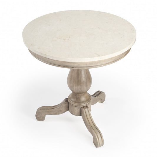 Table d'appoint ronde en marbre brun clair de 24 po