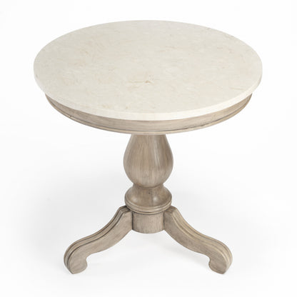 Table d'appoint ronde en marbre brun clair de 24 po