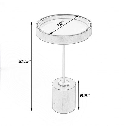 Table d'appoint ronde en bois massif noir et or rose de 22 po