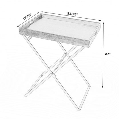 Table d'appoint rectangulaire en bois massif doré et noyer de 27 po