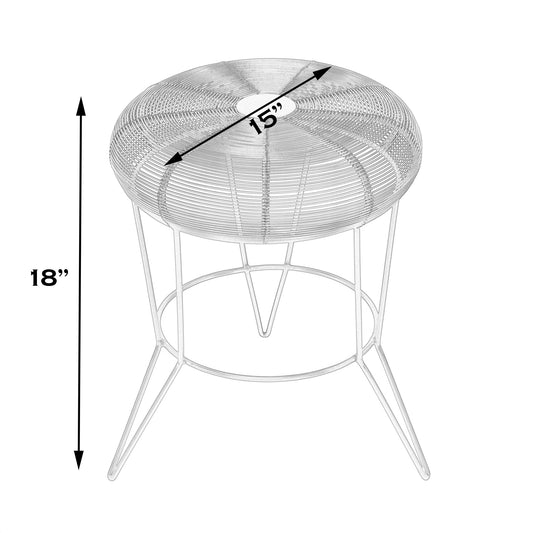 Table d'appoint ronde en fil d'argent de 18 po