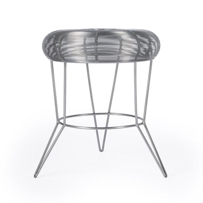 Table d'appoint ronde en fil d'argent de 18 po