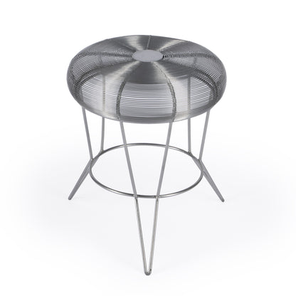 Table d'appoint ronde en fil d'argent de 18 po