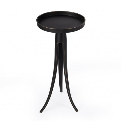 Table d'appoint ronde en aluminium vieilli noir de 24 po