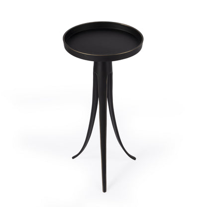 Table d'appoint ronde en aluminium vieilli noir de 24 po