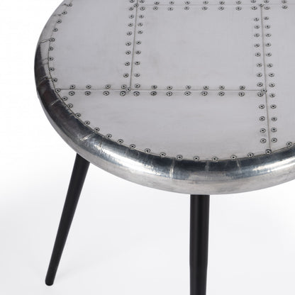 Table d'appoint ronde argentée de 23 po