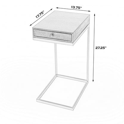 Table d'appoint carrée en bois massif et manufacturé brun naturel de 27 po avec tiroir