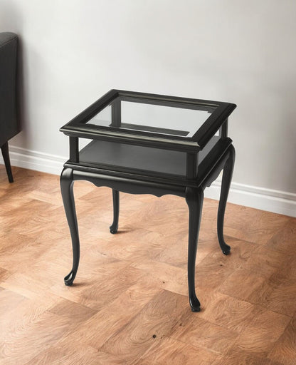 Table d'appoint en verre noir de 25 po