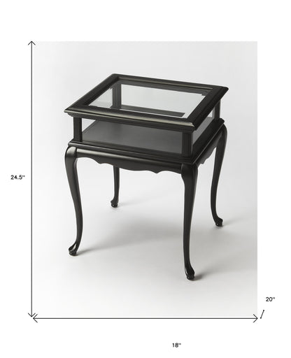 Table d'appoint en verre noir de 25 po