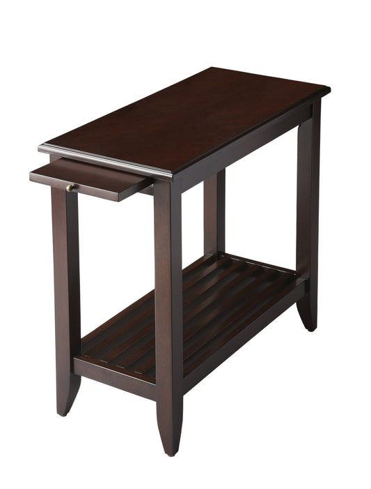 Table d'appoint rectangulaire en bois manufacturé Merlot de 24 po avec étagère