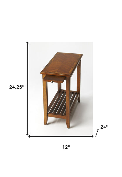 Table d'appoint marron de 24 po avec étagère