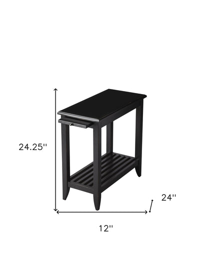 Table d'appoint noire de 24 po avec étagère