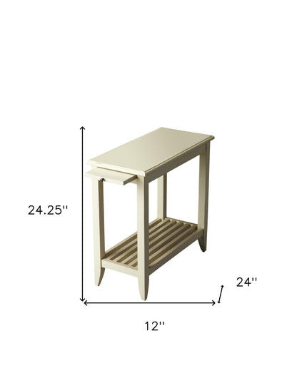 Table d'appoint blanche de 24 po avec étagère