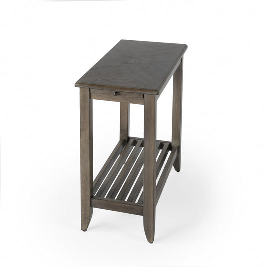 Table d'appoint rectangulaire de 24 po avec étagère en brun-gris