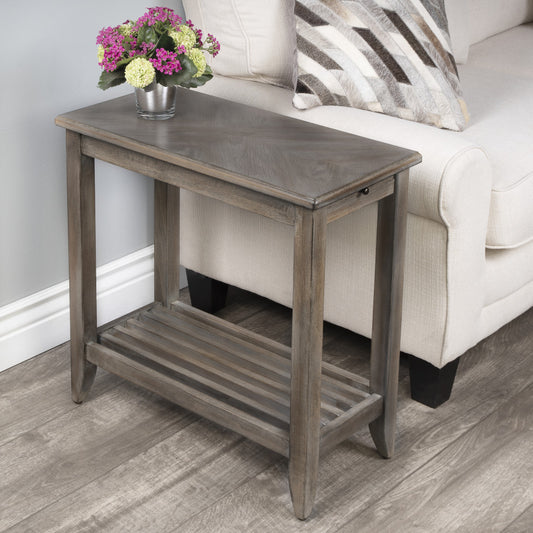 Table d'appoint rectangulaire de 24 po avec étagère en brun-gris