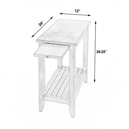 Table d'appoint rectangulaire de 24 po avec étagère en brun-gris