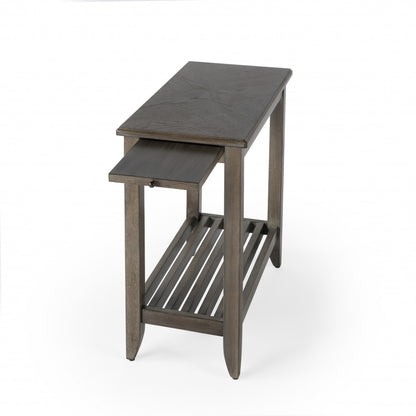 Table d'appoint rectangulaire de 24 po avec étagère en brun-gris