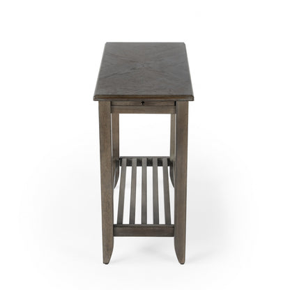 Table d'appoint rectangulaire de 24 po avec étagère en brun-gris