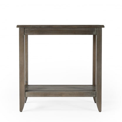 Table d'appoint rectangulaire de 24 po avec étagère en brun-gris