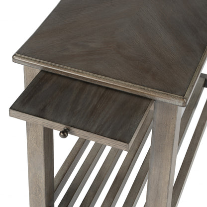 Table d'appoint rectangulaire de 24 po avec étagère en brun-gris