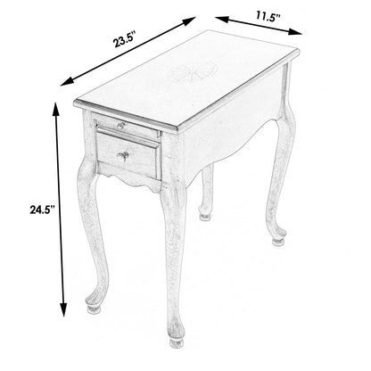 Table d'appoint rectangulaire en bois massif et manufacturé brun de 25 po avec tiroir