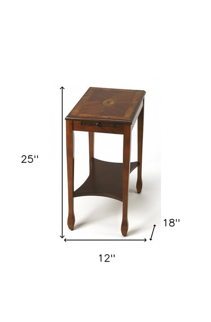 Table d'appoint en bois brun de 25 po avec étagère