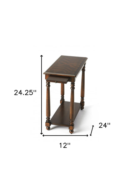 Table d'appoint en bois brun de 24 po avec étagère