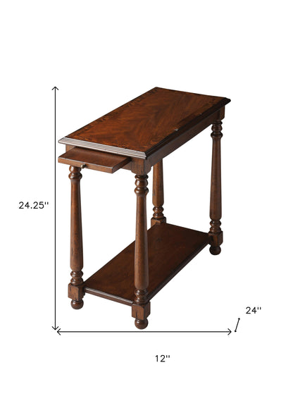 Table d'appoint en bois brun de 24 po avec étagère