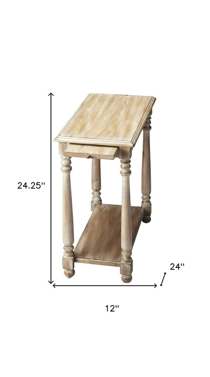 Table d'appoint grise de 24 po avec étagère