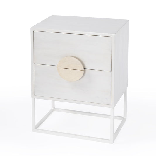 24" Off White Two Drawer Nightstand