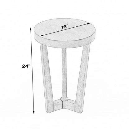 Table d'appoint ronde en bois manufacturé gris de 24 po