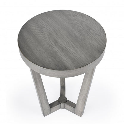 Table d'appoint ronde en bois manufacturé gris de 24 po