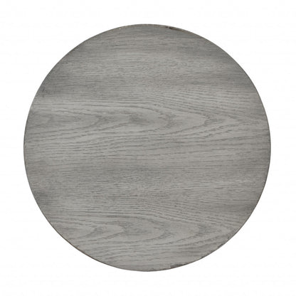 Table d'appoint ronde en bois manufacturé gris de 24 po