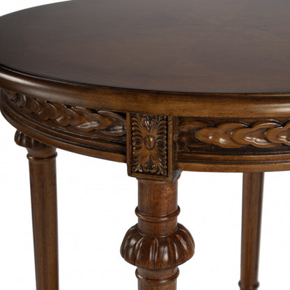 Table d'appoint ronde en bois manufacturé brun moyen de 27 po avec étagère