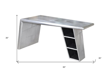 60" Silver Aluminum Writing Desk