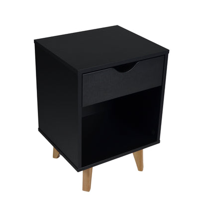 22" Black One Drawer Nightstand