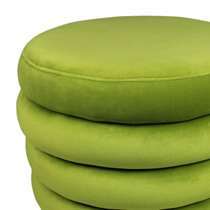 21" Green Velvet Tufted Round Cocktail Ottoman