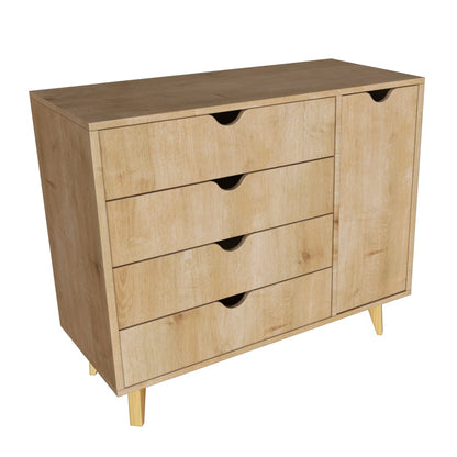 Commode combinée à quatre tiroirs en bois massif naturel de 35 po